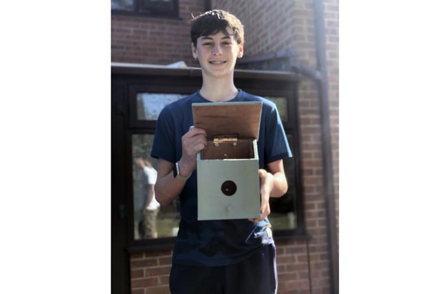 Fourteen-year-old Joshua Hibbs, from Horndean, made his mum proud by creating this bird house from scratch using scrap wood from around the garden.