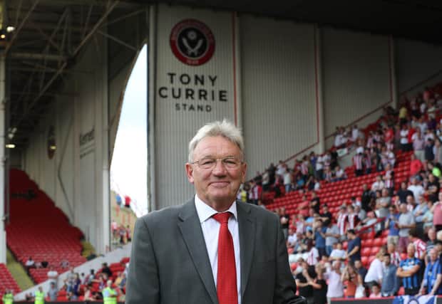 Tony Currie in front of the stand named after him at Sheffield United's Bramall Lane home: Simon Bellis/Sportimage