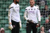 Adam Davies of Sheffield United (right) with Wes Foderingham: Simon Bellis / Sportimage