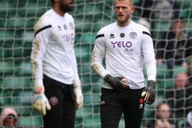 Adam Davies of Sheffield United (right) with Wes Foderingham: Simon Bellis / Sportimage