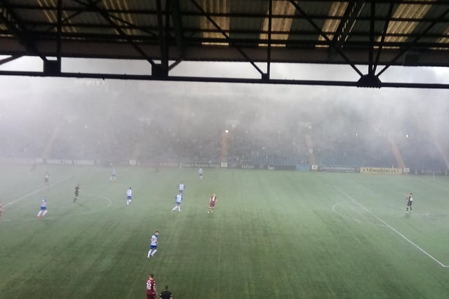 Heavy mist led to the abandonment of this match just two minutes into the second half with the score at 0-0.