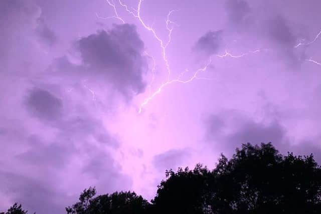 A shocking image taken by a resident in Parkwood Springs shows how Sheffield was lit up by a thunder and lightning storm this morning.