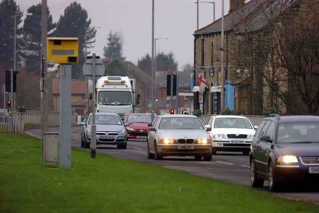 South Yorkshire has among the highest levels of speeding fines among England and Wales’ ‘metropolitan counties’, figures reveal. The file picture shows a speed camera on one of South Yorkshire's roads