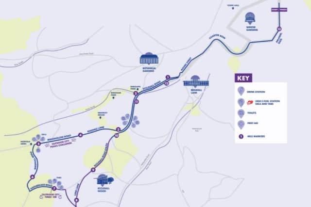 The route map for Sheffield Half Marathon on Sunday, March 27, 2022.