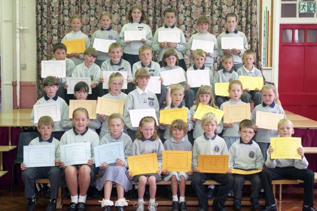 These pupils at Grangetown Primary School did not miss a day's schooling during the academic year.  Are you in the picture?