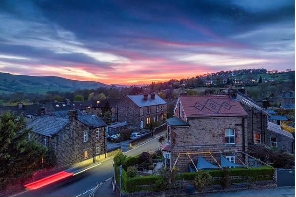 stephen-elliott-photography writes: "We had another stunning sunset so I had to resort to my stock lockdown view shooting out of the top floor window looking over Hathersage catching the afterglow over Mam Tor at the far end of the valley."