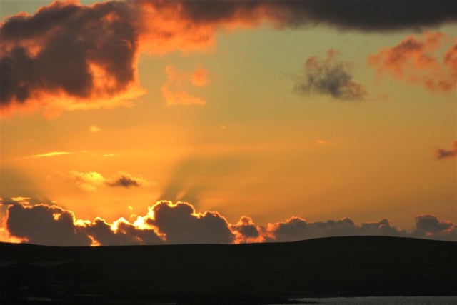 A gorgeous sunrise created a sky fit for renaissance cherubs on Shetland's mainland in Hoswick (photo: @sheenaghpugh).