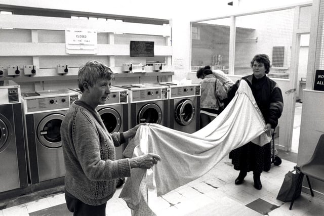 Ladies pictured doing their washing at Upperthorpe Laundry, Sheffield...May 1990