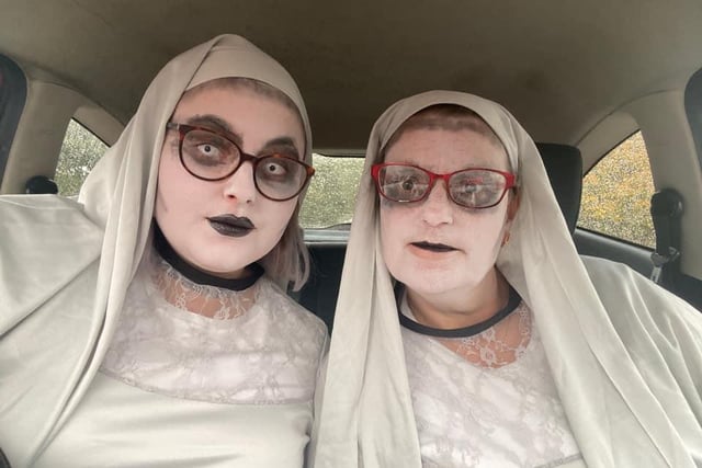 Sarah and her mum, from Kirkby, visited Alton Towers dressed as nuns.