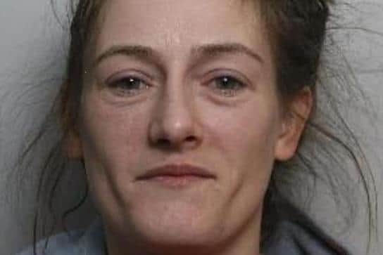 Pictured is Rachel Marshall, aged 38, of no fixed address, who was sentenced at Sheffield Crown Court to three years of custody and disqualified from driving for 12 months upon her release after she pleaded guilty to arson as to being reckless as to whether life would be endangered, was found guilty of threatening to destroy property, attempted criminal damage and assault by beating, and after she admitted failing to surrender, using a vehicle without insurance, failing to stop after a collision and aggravated vehicle taking.