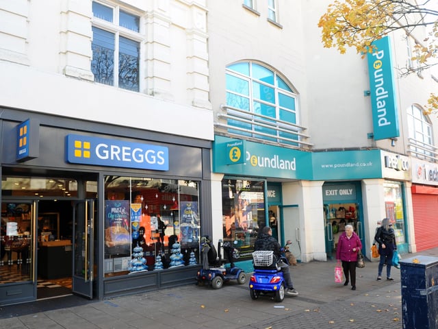Poundland in Commercial Road, Portsmouth is open during the current lockdown. Picture: Sarah Standing (051120-7683)