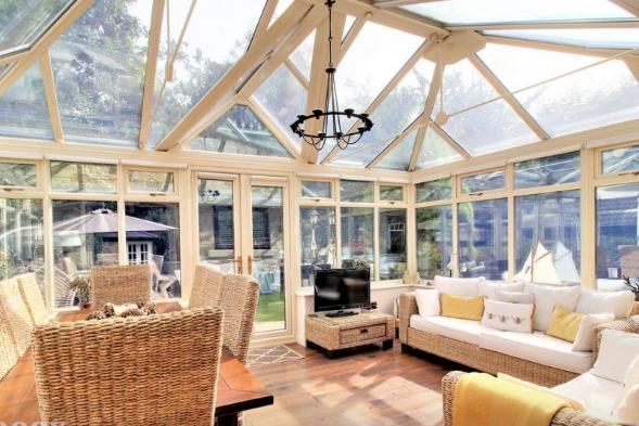 The large conservatory looking out on the garden