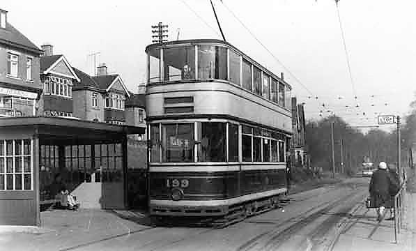 Tram no.199 in Abbeydale Road South on its last day of service, 1959 (S41830)