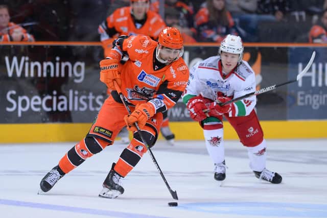 Daniel Ciampini in action for Sheffield Steelers against Cardiff Devils. Picture: Dean Woolley