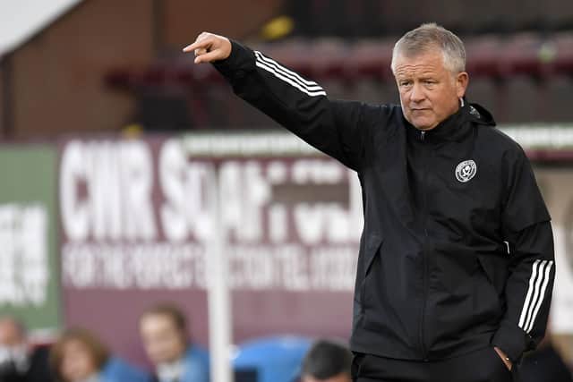 Sheffield United manager Chris Wilder on the touchline during the Carabao Cup second round match at Turf Moor, Burnley.  Peter Powell/NMC Pool/PA Wire.