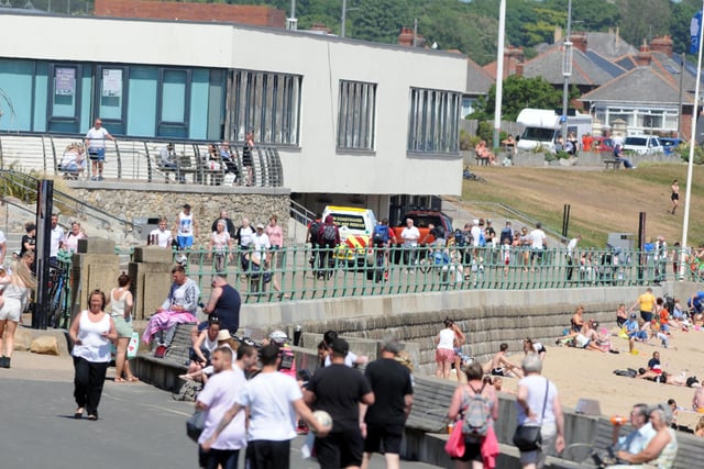 Crowds made the most of the eased lockdown restrictions on travel and made a trip to the seafront to enjoy the warm weather.