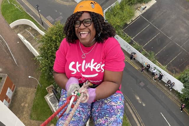 Marva Thorp took part in the St Luke's Abseil