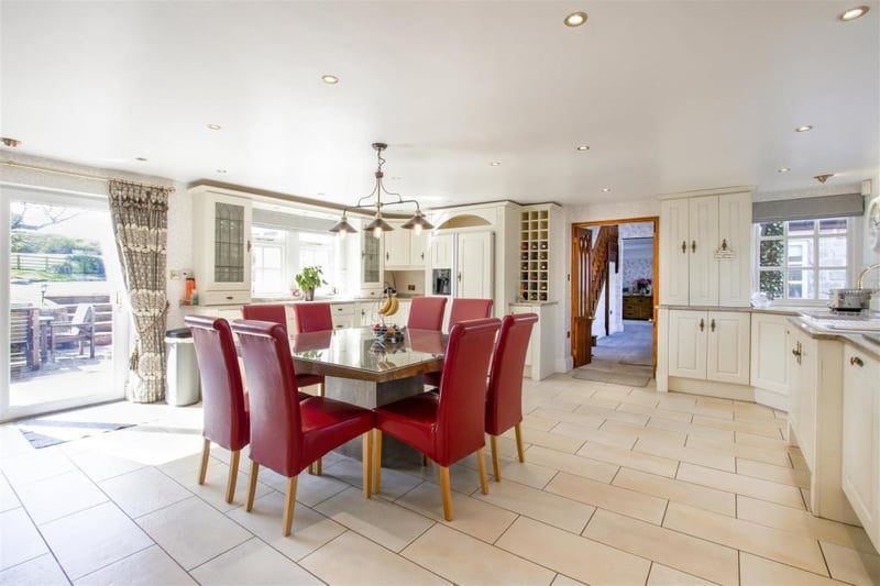 The large kitchen has space for a dining area.