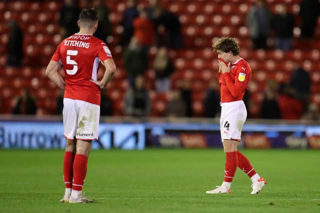 Callum Styles of Barnsley looks dejected following defeat in the Sky Bet Championship match between Barnsley and Nottingham Forest at Oakwell. (Photo by George Wood/Getty Images)