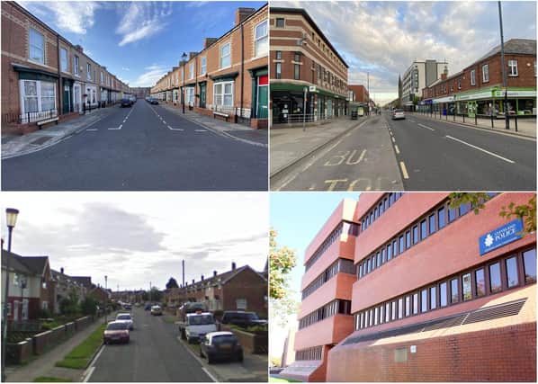 Some of the locations in Hartlepool where  most crime was reported to Hartlepool Police, bottom right, according to latest official figures.
