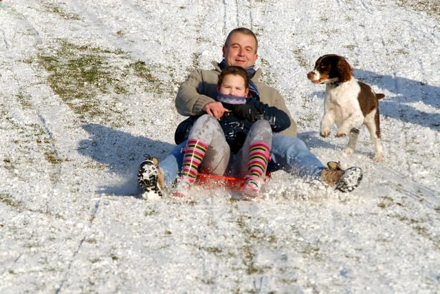 Fun in the Cleadon Hills snow in 2009.