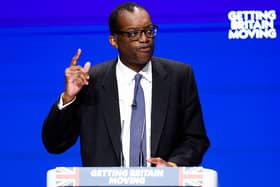 Chancellor Kwasi Kwarteng at the Conservative part conference on October 3. (Photo by Jeff J Mitchell/Getty Images)