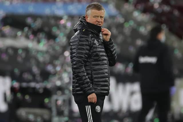 Chris Wilder manager of Sheffield Utd during the Premier League match at the London Stadium, London. Picture date: 15th February 2021. Picture credit should read: David Klein/Sportimage