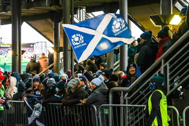 Scotland fans during the Guinness Six Nations match between Scotland and England at BT Murrayfield.  (Photo by Craig Williamson / SNS Group)