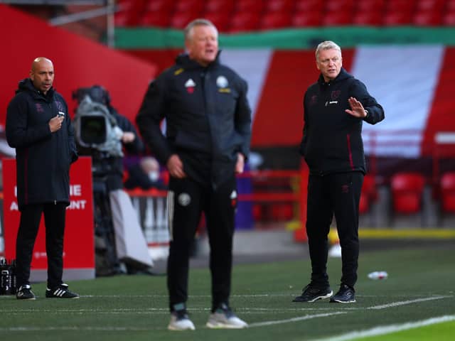 Chris Wilder and David Moyes will go head-to-head when Sheffield United travel to the London Stadium on Monday to take on West Ham United. (Photo by Catherine Ivill/Getty Images)