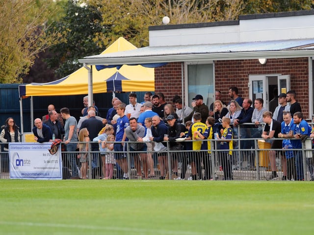 A section of fans who attended Tuesday night's Pompey victory against Gosport Borough. Picture: Sarah Standing (010920-6400)