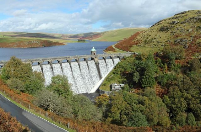Elan Valley is in the heart of Wales' Cambrian Mountains and its ever-changing roads wind among sites of special scientific interest, rugged scenery and past five giant dams used for training by the legendary Dambusters