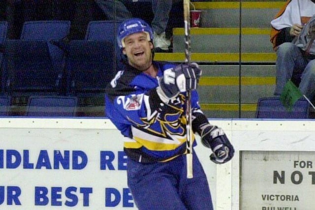 Karry Biette,  the heart and soul of Fife Flyers back in 2001. His finest hour? Possibly the Findus Cup final which he made his own.