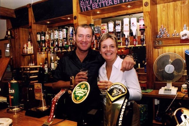 Burtonwood Brewery Licensee Nerys Phillips with husband Darren at the newly-refurbished Hare and Hounds in Oughtibridge in September 2001