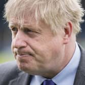 BURY, ENGLAND - APRIL 25: UK Prime Minister Boris Johnson during a visit to Bury FC at their Gigg Lane ground, on April 25, 2002 in Bury, Greater Manchester, England.  (Photo Danny Lawson - WPA Pool/Getty Images)