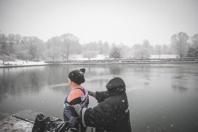 Wild swimmers brave the cold at Crookes Valley Park