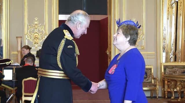 Lynne Wade MBE received the honour from King Charles at Windsor Castle 
