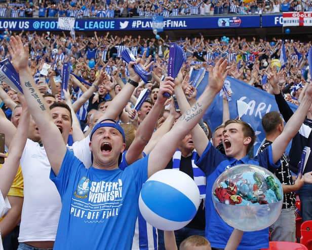 SHeffield Wednesday fans out-performed their own team at Wembley for the Play-Off Final against Hull City in 2016.  IAN KINGTON/AFP via Getty Images)
