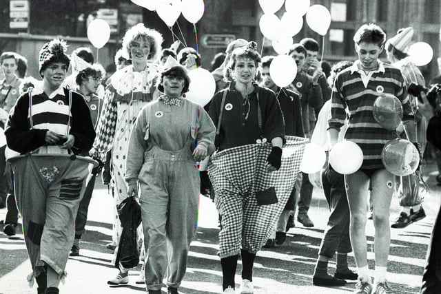 Students take part in the 1987 Sheffield University Rag Parade - October 1987