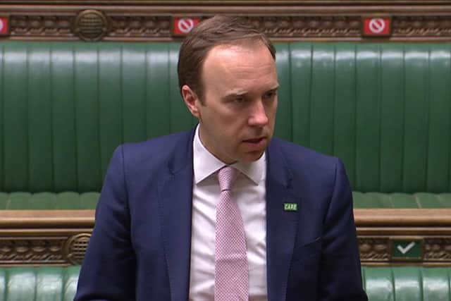 Health Secretary Matt Hancock speaking in the House of Commons. Picture: PA Wire