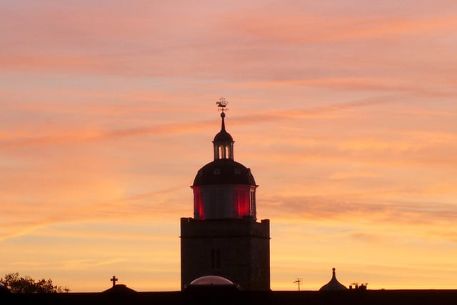 St. Thomas's Cathedral, Old Portsmouth silhouetted against a glorious red sunset taken by Jackie Baynes.