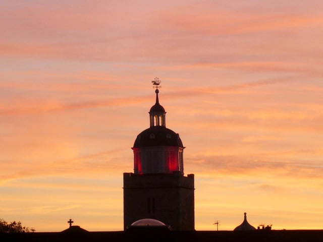 St. Thomas's Cathedral, Old Portsmouth silhouetted against a glorious red sunset taken by Jackie Baynes.