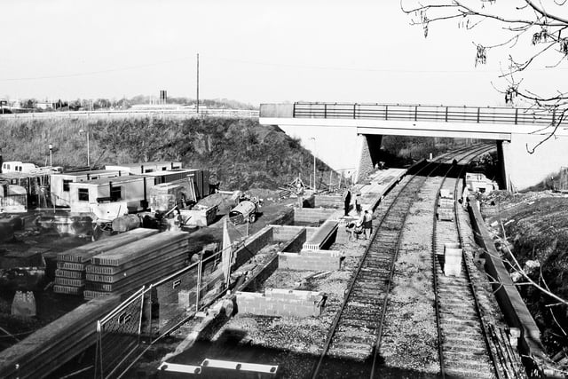 Construction at the Sutton Parkway station in Ashfield in the 1980s.