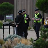 The scene at Yorkshire Wildlife Park which has been evacuated and closed due to an ongoing emergency incident - with a huge police and paramedic presence at the site. Image Charley Atkins / SWNS
