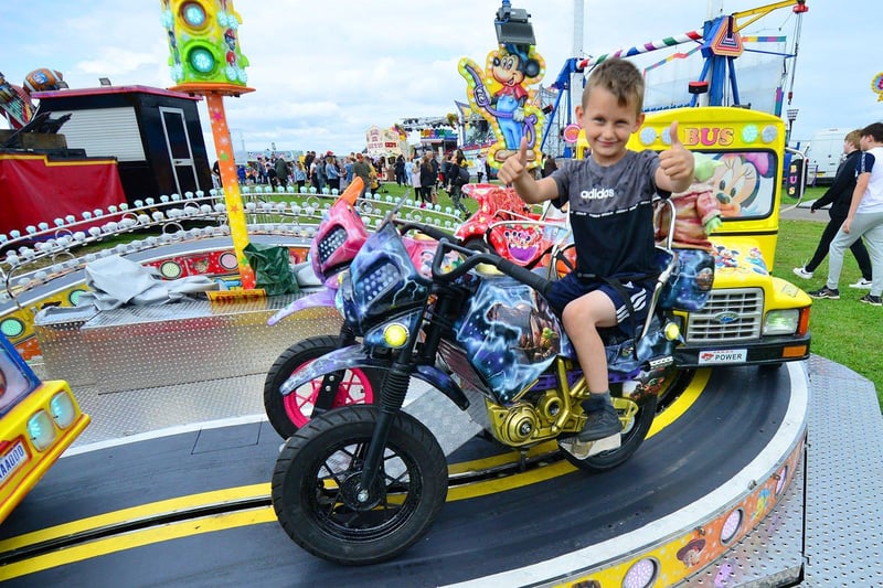 Corban Whitelock enjoying a ride on the motorbikes during the Hartlepool Carnival.