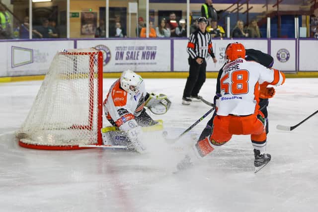 A rare picture of Oskar Östlund in action for Sheffield Steelers