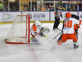 A rare picture of  Oskar Östlund in action for Sheffield Steelers