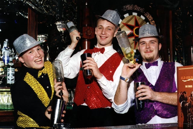 Staff at the Old Orleans bar in Valley Centertainment, Sheffield, prepare for the opening night in 1999