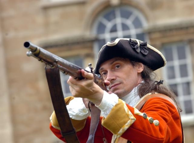 The Hall hosts a variety of events including war reenactments. This photo is from 2007. Showing Corporal Gerry Hughes.