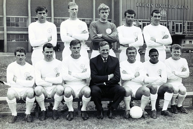 Charlton, second left in the back row, was part of the successful Leeds team built by manager Don Revie.