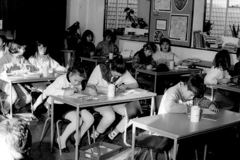 Pupils at Southey Green School, on Longley Avenue, Sheffield, in 1989